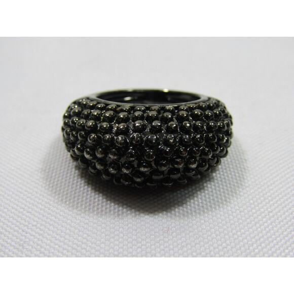 Black Adjustable Dome Ring Whimsygoth Grunge Chunky Y2K - Picture 1 of 6